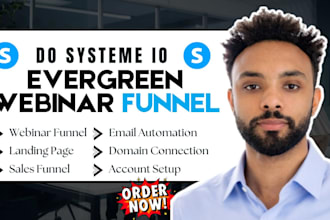 do webinar evergreen sales funnel, opt in page, landing page on systeme io