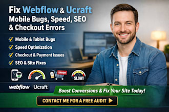webflow ucraft mobile bug speed issue checkout fail payment error seo fix