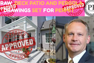 create detailed deck and pergola drawing or plan for  city permit plan