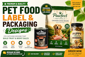 design premium pet food label dog food packaging and cat food label