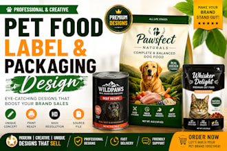 design pet food label, dog food packaging, cat food label and product packaging