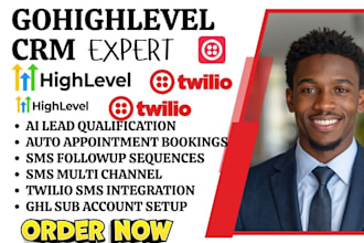 setup gohighlevel twilio ai agent automation workflow ghl SMS marketing CRM