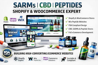 build sarms cbd peptide woocommerce shopify store design fda wix peptide website