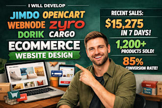 develop jimdo webnode zyro doric cargo pixpa ecommerce products website design