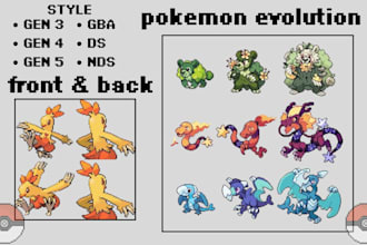 design custom fakemon and pixel art sprites for gba and nds for fan games