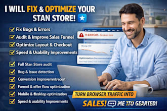 audit stan store fix correct bug errors and issues optimize store increase sales