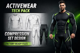 create professional compression activewear tech pack for gym wear sets