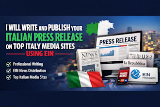 write and publish your italian press release on top italy media sites using ein