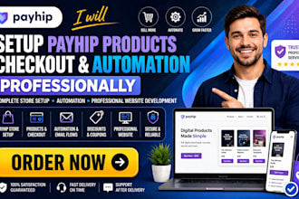 setup payhip products checkout automation and professional website
