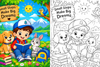 design kids coloring book, children coloring book and animal coloring book