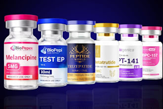 design premium peptide sarms, vial label, peptide label, product label design