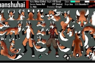 draw furry art fursona anthro oc furry character ref sheet