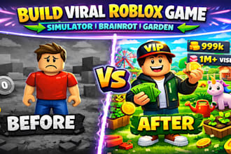 build a roblox simulator, brainrot or grow a garden game with monetization