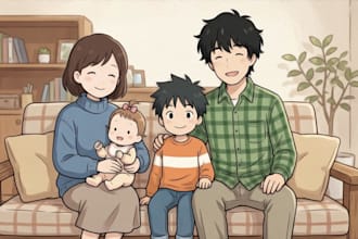 paint you a family portrait in anime style