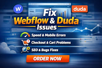fix webflow duda speed issues bugs mobile errors checkout SEO problems