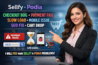 sellfy podia checkout bug payment fail slow load mobile issue seo fix cart drop