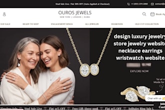 design luxury jewelry store, necklace, earrings, ring and watch website