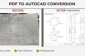 convert PDF, image or sketch to autocad drawing professionally