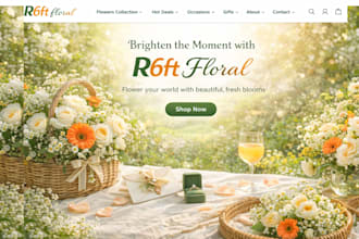 build flower shopify website, indoor plant store, gift, bouquet website