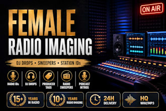 record female radio station ids dj drops sweepers imaging  producer tags intro