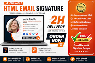 design modern clickable HTML email signature for gmail outlook apple mail