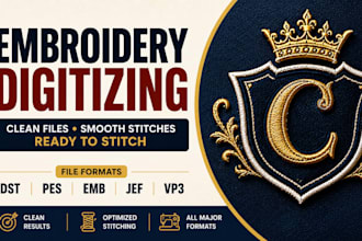 digitize your logo for embroidery dst pes emb jef files