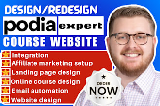 design podia website, online course, sales funnel and membership site