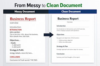 format word document, redesign business report and clean document layout
