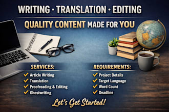 do english translation hand script copywritting article novel localization seo