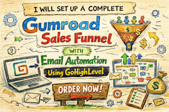 set up a complete gumroad sales funnel with email automation gohighlevel
