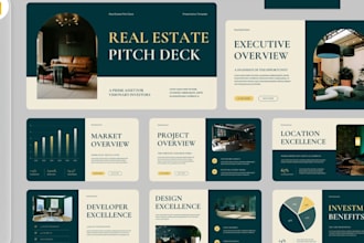 design real estate design pitch deck, property slides, investor presentation