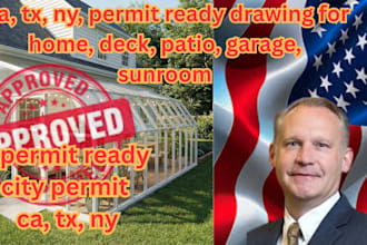 create ca tx ny permit ready drawing for home deck patio garage sunroom