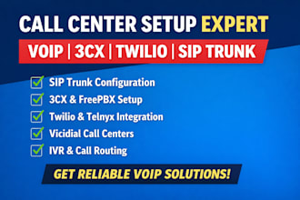 voip sip trunk 3cx twilio call center setup IVR did number telnyx ringcentral
