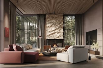 visualize 3d architectural house,interior highend rendering,modern luxury living