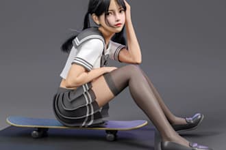 3d metahuman character,anime,vrchat avatar,maya xgen hair,daz3d model,pbr skin