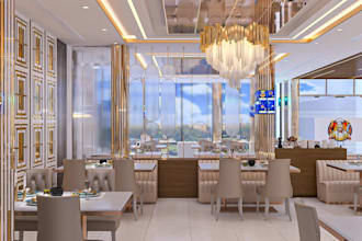 upscale 3d gourmet restaurant,commercial cafe,interior design,dining spot,eatery