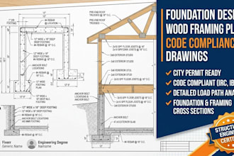 create foundation design plan and wood framing plans code compliance drawings