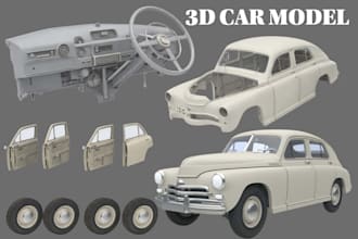 articulated 3d car model mechanical part 3d printable stl scale model kit design