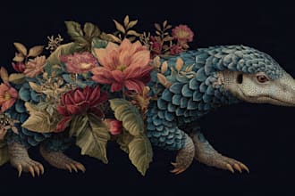 draw an animal and botanical illustration