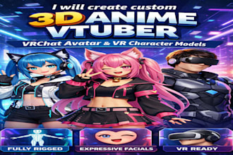 create custom 3d anime vtuber, vrchat avatar, and VR character models