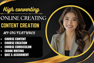 create online course content, ebook, and course curriculum course creation