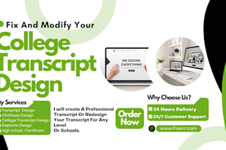transcript design college high school ged certificate award degree transcript