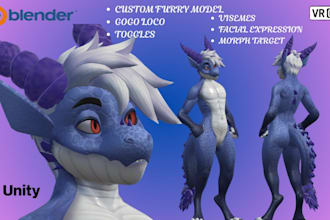 create custom vrchat avatar, furry avatar, vrc avatar, vtuber 3d model, nsfw
