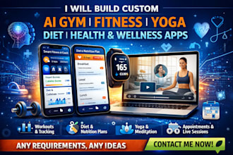 build ai gym app, ai fitness app, yoga app, diet app, health and wellness app