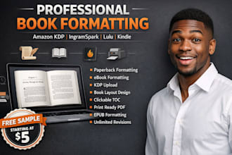 ebook formatting book proofread for amazon KDP ingramspark and lulu publishing