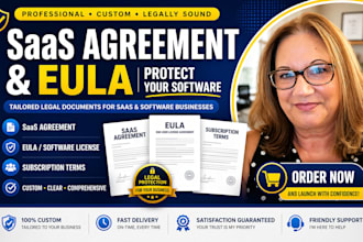 draft custom saas agreement, eula, subscription terms to protect your software