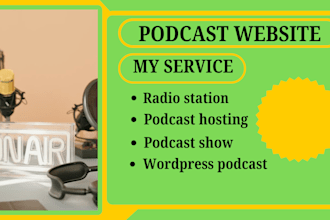 design podcast music radio station website , podcast landing page