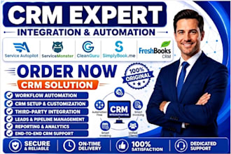 setup servicemonster cleanguru CRM workflow simplybook freshbooks CRM automation