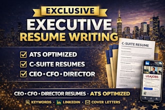 write ats executive resume CEO cfo director CV, cover letter and linkedin resume
