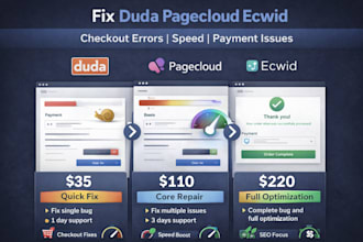 duda pagecloud ecwid checkout error bug mobile slow speed payment fix seo